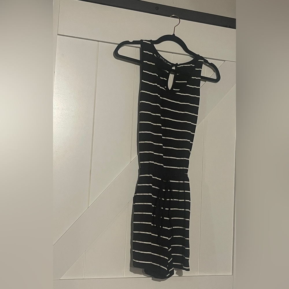 White and Black Stripped Romper